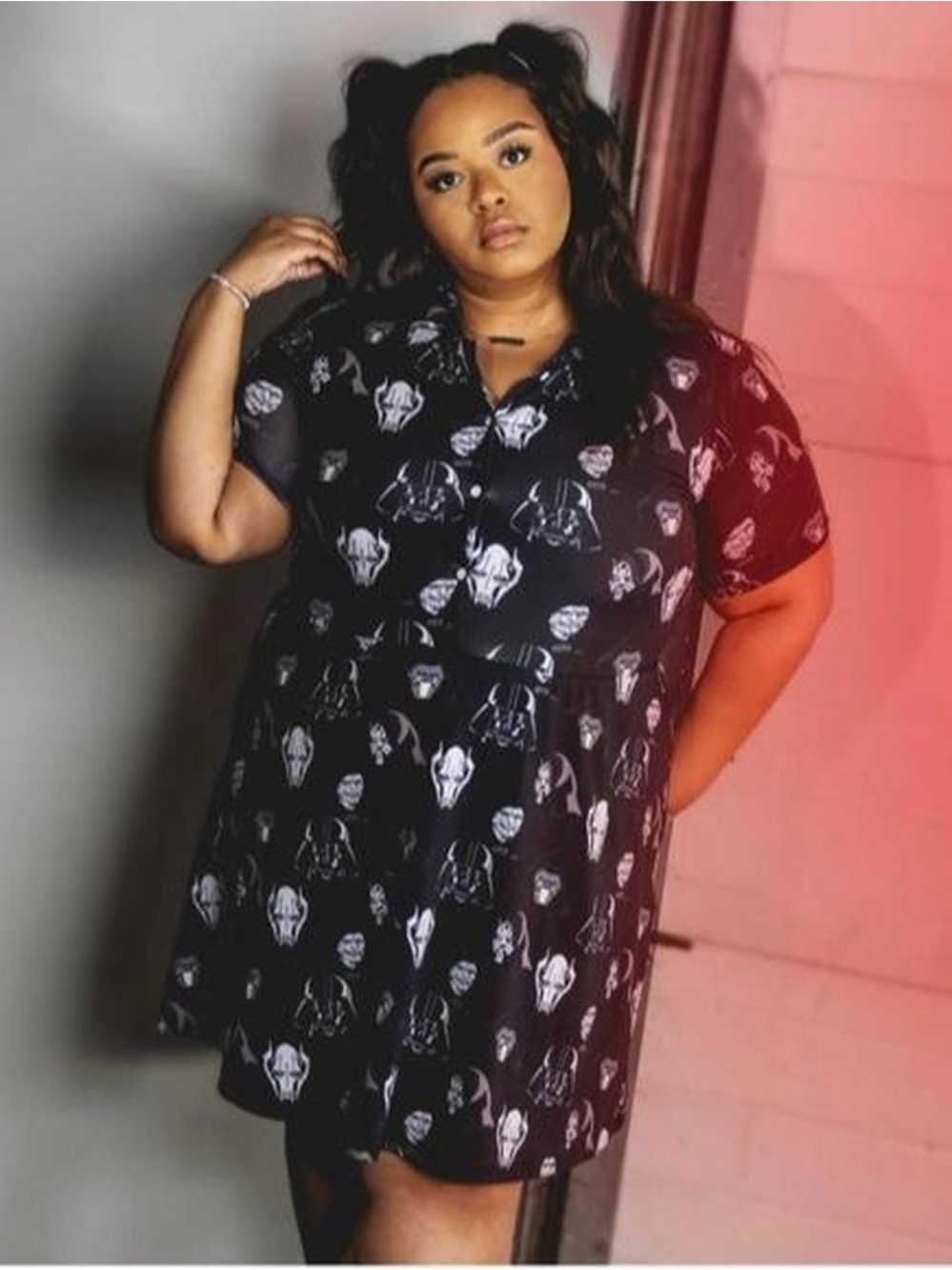 Star Wars Cakeworthy Short Sleeve Button-Front Dress with Characters